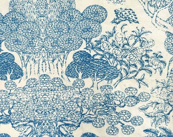 Handmade Lokta Paper Gift Wrap - Niwa Botanical Pattern | Eco Friendly Wrapping Paper in Blue and White