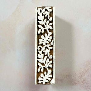 Laysa Border - Sello de bloque de madera indio / Sello de madera con patrón de borde botánico para imprimir en tarjetas, papel, papel de regalo, tela y más