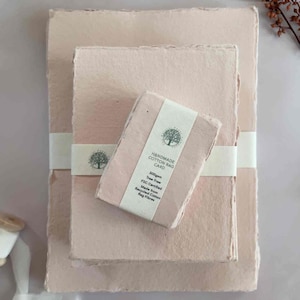 Handmade Misty Rose Cotton Rag Card | Blush Pink Deckle Edge