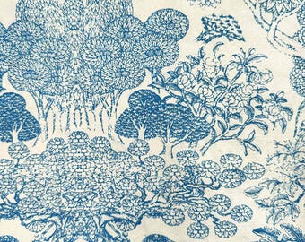 Handmade Lokta Paper Gift Wrap – Niwa Botanical Pattern, Blue White (50cm x 76cm)