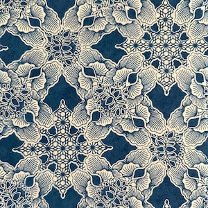 Lokta Wrapping Paper – Rajani Blue Floral Pattern, Eco Friendly Gift Wrap