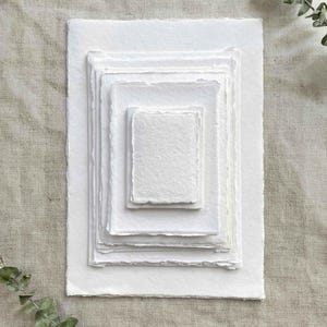 Premium White Handmade Card | PACK OF 5 SHEETS | Superior Quality Recycled Cotton Rag Card with a Deckled Edge | Available in Various Sizes