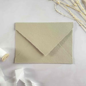 Mushroom Handmade Cotton Rag Envelopes | Handmade Paper Envelopes with Deckled Edge Flap | Beige Envelopes made from Recycled Cotton