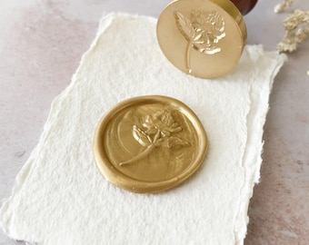 Peony Wax Stamp | Make wax seals with peony flower | Wax stamp for invitation seals and envelope seals | Floral stamp