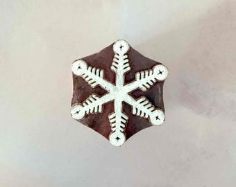Sello de madera indio – Diseño de copo de nieve pequeño para impresión (3,75 cm)