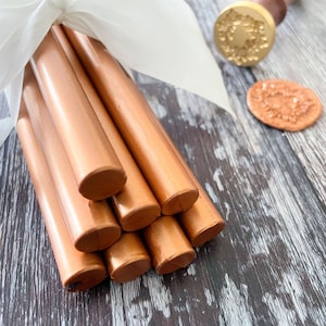 Cire à sceller en cuivre | Cire pour la fabrication de tampons à sceller | Bâtonnets de cire 11 mm | Cire sans plastique pour faire des sceaux de cire d'invitation
