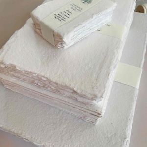 Whisper White Handmade Cotton Rag Paper | Deckle Edge Recycled Paper in White | Handmade Paper