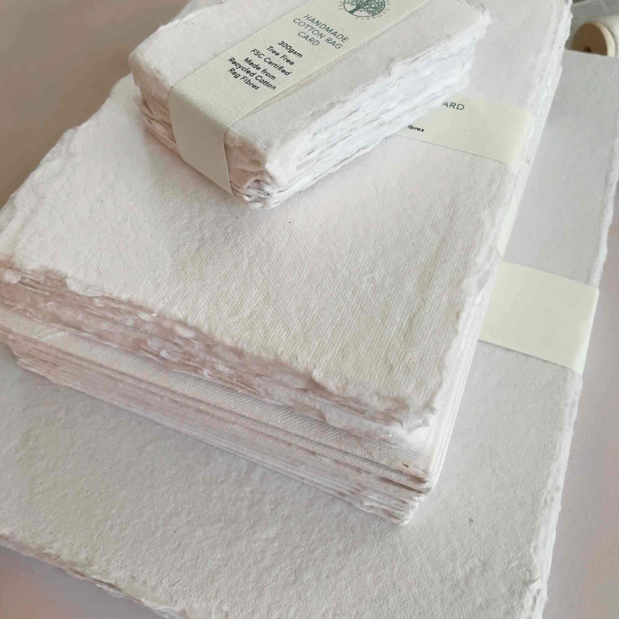 Whisper White Handmade Cotton Rag Paper | Deckle Edge Recycled Paper in White | Handmade Paper