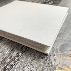 White Handmade Cotton Rag Notebook - 50 Page | Blank DIY Guest Book or Journal