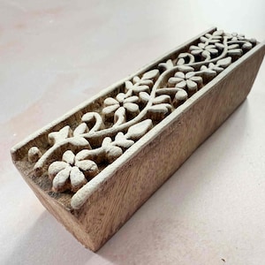 Chelsea-rand - Indiase houten blokstempel | Houten stempel om een bloemenrandpatroon te maken | Afdrukken op papier, karton, stof, cadeaupapier, enz.