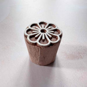 Bonnie - Indian Wood Block Stamp | Small Flower design wooden stamp for printing onto cards, paper, fabric and more.  Wood block stamping