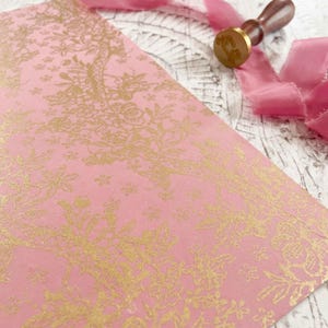 Rose Pink Recycled paper with pretty gold pattern