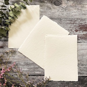 Ivory Cotton Rag Paper | Deckled Edge Handmade Stationery Sheets