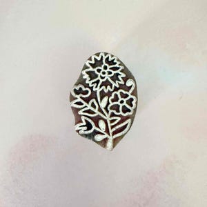 Dahlia - Indian Wood Block Stamp | Small Wooden Stamp with Flower Design | Floral stamp for printing cards, paper, fabric and more