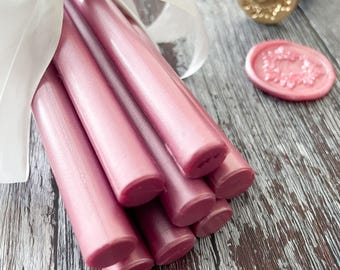 Barra de cera para sellar en rosa empolvado / Cera para sellos de cera / Barras de cera de 11 mm / Crea sellos de cera para invitaciones de boda en rosa empolvado nacarado