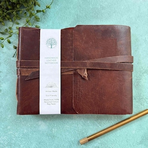 Handmade A5 Leather Journal: 100-Page Blank Notebook, Dark Brown