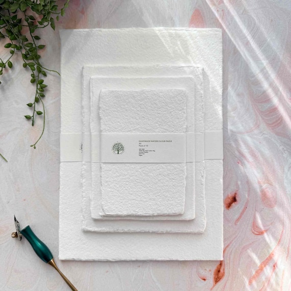 Handmade Watercolour Card – 300gsm Cotton Rag, Deckled Edges (White)