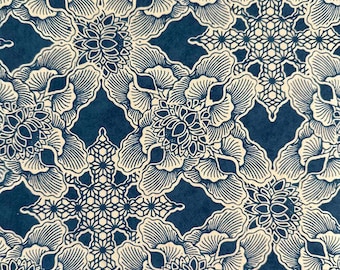 Lokta Wrapping Paper – Rajani Blue Floral Pattern, Eco Friendly Gift Wrap