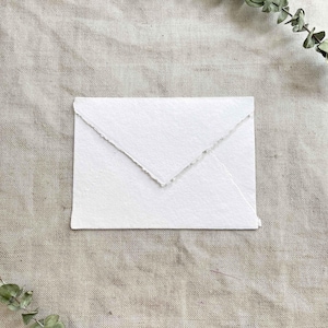 Premium White Handmade Paper Envelope with a Pointed Flap and Decked Edges | Recycled Cotton Rag Paper Envelopes in Various Sizes