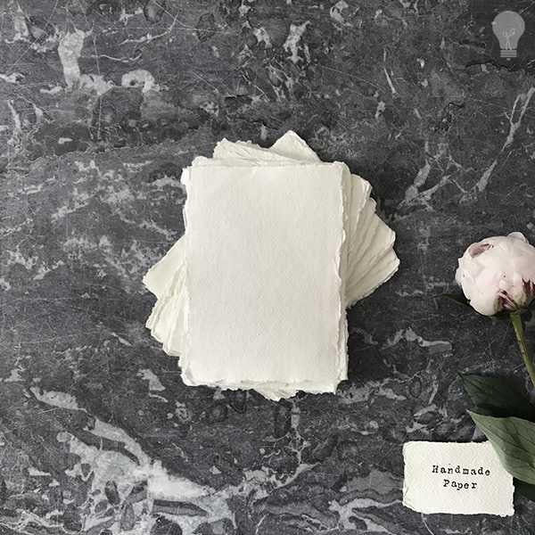 Chiffon en coton fait main en blanc naturel | Différentes tailles disponibles | Papier recyclé avec bords froissés