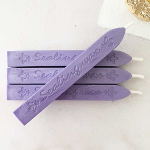 Barra de lacre lila con mecha / Cera color lila para hacer lacres y sellos de cera / Cera lila perlada para sellos de invitación.