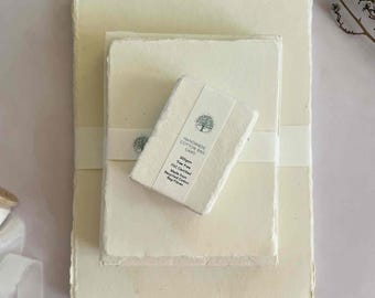 Vanilla Handmade Cotton Rag Card | Deckled Edge Stationery