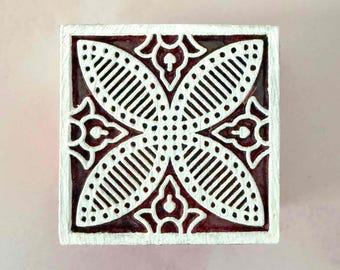Alhambra Indian Wood Block Stamp – Decorative Tile Design for Fabric, Paper, Cards