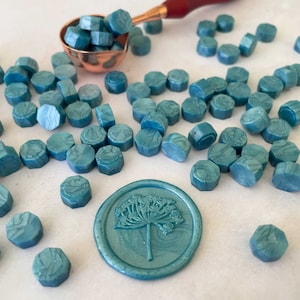 Sealing Wax Beads in Sea Green | Small beads of pearlised teal wax for wax stamps, wax seals and envelope seals | Sealing Wax Supplies