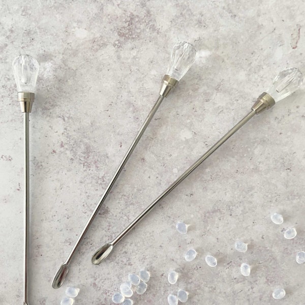 Sealing Wax Stirrer - Clear | Small stainless steel stirrer with clear crystal head | Perfect to stir sealing wax | Stirring spoon for wax