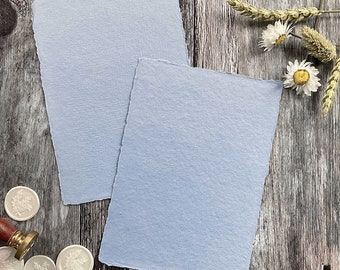 Denim Blue Handmade Paper | Recycled Cotton Rag, Deckled Edge (5 Sheets)