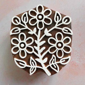 Florabunda - Indian Wood Block Stamp | Flower Pattern Wooden Stamp