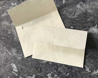 Handmade Paper Envelopes in White | Recycled Cotton Rag Paper Envelope in Natural White | Hand Made Invitation Envelopes