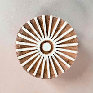 Sunburst - Timbro in legno indiano / Timbro dal design moderno per la stampa su tessuto, cartoncino, carta, carta da regalo e altro ancora