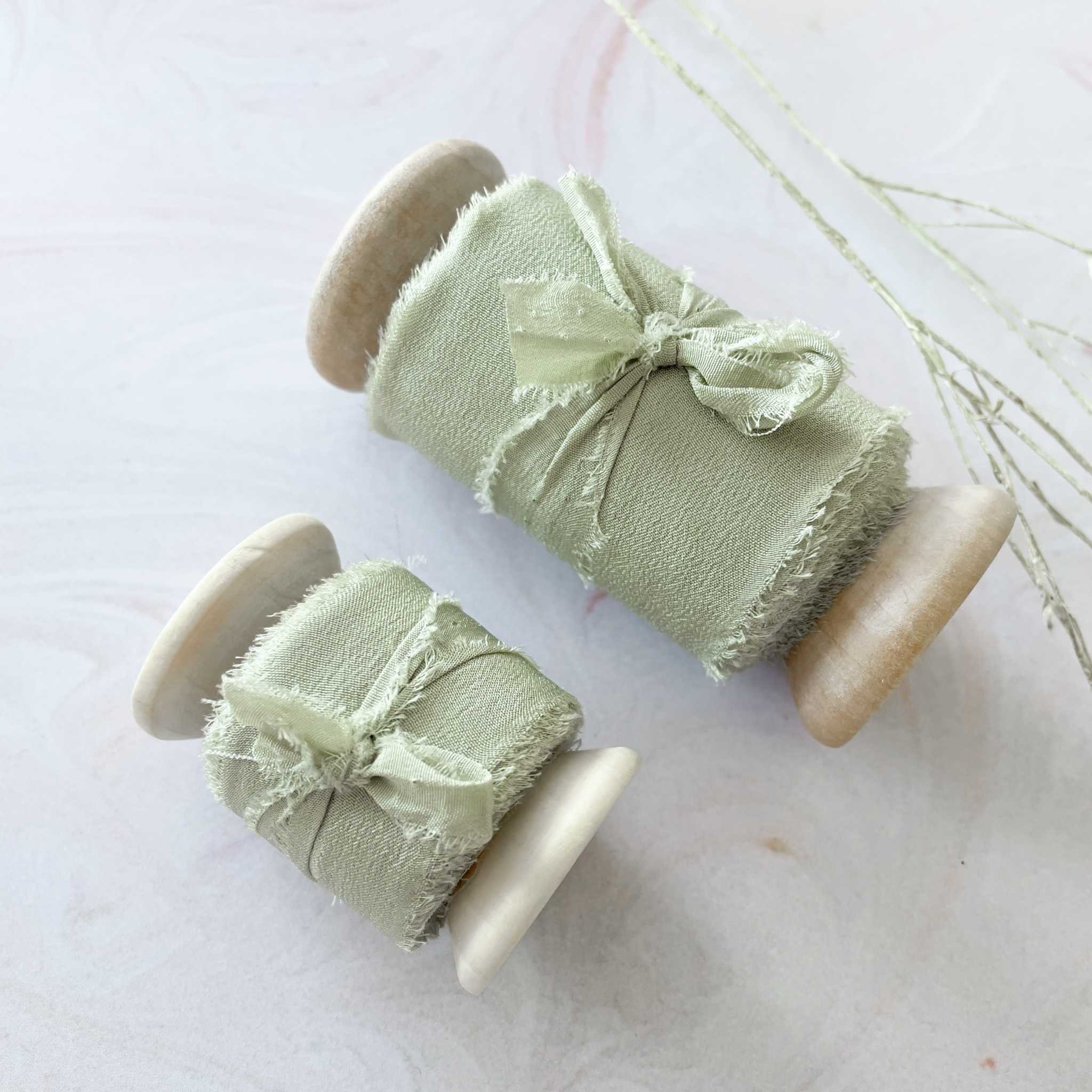 Sage green - Luxurious habotai silk ribbon – IngenueSilk