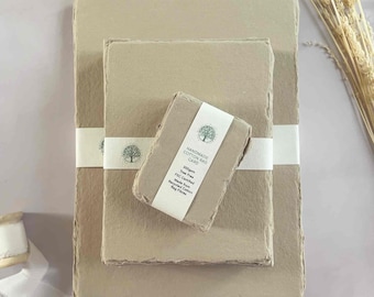 Handmade Cotton Rag Card | Beige Deckle Edge, Tree Free
