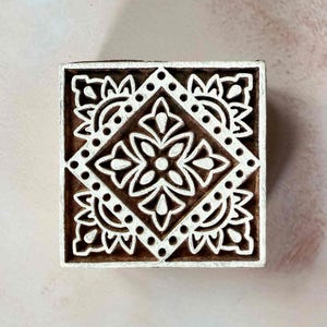Varanasi - Tampon indien en bois | Tampon en bois avec un motif de carreaux complexe | Tampon continu