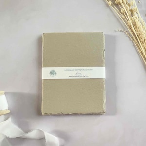 Beige | Mushroom Handmade Cotton Rag Paper | Deckled Edge, Tree Free