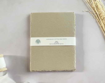 Beige | Mushroom Handmade Cotton Rag Paper | Deckled Edge, Tree Free