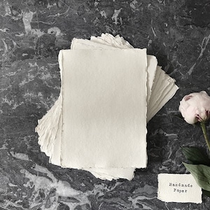 Natural White Handmade Paper | PACK OF 5 SHEETS | Recycled Cotton Rag Paper for Crafts