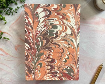 Handmarmoriertes A5-Notizbuch – Sonnenuntergangsfarben, baumfreies Baumwollpapier, Geschenkbox