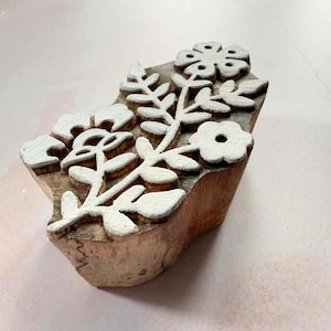 Ayana - Indian Wood Block Stamp | Wooden stamp with Flower pattern | Print onto paper, card, fabric and more