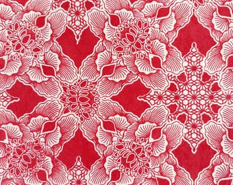 Lokta Wrapping Paper – Rajani Red Floral Pattern, Eco Friendly Wrap