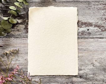 Ivory Cotton Rag Card | Deckle Edge, Acid-Free Paper for Art