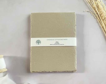 Beige | Mushroom Handmade Cotton Rag Paper | Deckled Edge, Tree Free