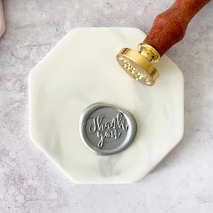 Ceramic Wax Stamp Mat in Grey | Decorative tile to make wax seals | Grey and white marble finish | Sealing wax accessories