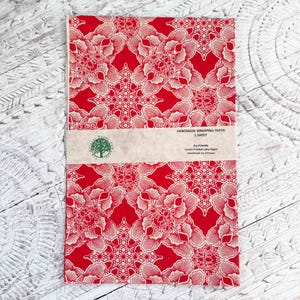 red and white patterned handmade wrapping paper