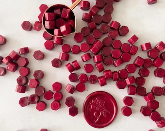 Sealing Wax Beads in Burgundy | Small Beads of Pearlised Burgundy Wax for Wax Seals, Wax Stamps and Envelope Seals | Sealing Wax Supplies