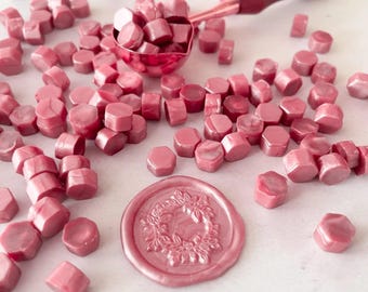 Wax Seal Beads in Dusky Pink | Make DIY wax seals in pearlised dusky pink | Sealing wax supplies | Perfect for making wedding wax seals