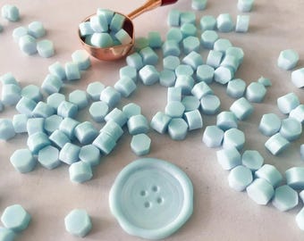 Aquamarine Sealing Wax Beads for Crafts, Stamps, Envelopes | Natural Resins Beeswax