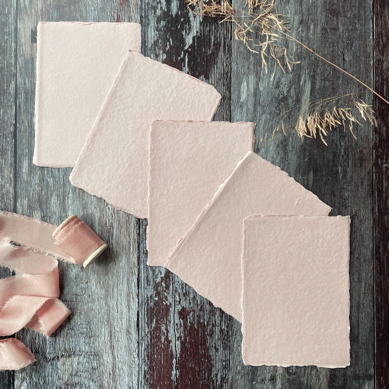 Blush Handmade Paper | PACK OF 5 SHEETS | Recycled Cotton Rag Paper ...